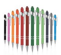 Lot de 12 stylos à bille avec pointe de stylet, 1,0 mm, encre noire en métal pour écrans tactiles, idéal pour anniversaire, obtention de diplôme, bureau et maison