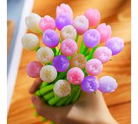 Lot de 12 stylos à bille en forme de tulipe à changement de couleur - 0,5 mm - Encre gel noire - Pour l'école, le bureau, la maison, le magasin, la papeterie, les enfants, les enseignants, les enseignants, les cadeaux, les décorations de fête