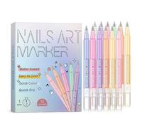 Lot de 12 stylos à graffiti peints à la main pour nail art - Séchage rapide - Faciles à colorer - Outils de manucure non toxiques pour la maison et l'utilisation