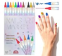 Lot de 12 stylos à ongles 3D avec pointe fine de 0,5 mm pour enfants et adultes, séchage rapide, pour graffiti, pois et design d'ongles à la maison