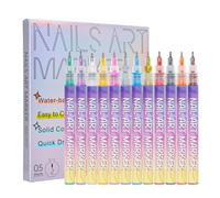 Lot de 12 stylos à ongles 3D de 0,5 mm - Marqueurs pour enfants - Ligne DIY - Graffiti - Stylo 3D pour nail art et beauté