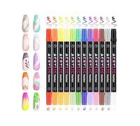 Lot de 12 stylos à ongles à pointe fine de 0,5 mm, 24 couleurs vibrantes, étanches, séchage rapide, pour de belles créations artistiques