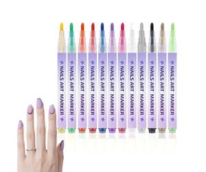 Lot de 12 stylos à ongles - Marqueurs pour ongles de rue à pointe fine - Stylo de polissage à ongles à séchage rapide et étanche pour femme | Manucure, dessin, pointillés