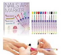 Lot De 12 Stylos À Ongles Pour Ongle En Gel, 12 Couleurs 3d Stylo Nails Art Graffitie Pen, Vernis À Ongles Feutres, Stylo À Pointillage À Séchage Rapide, Nails Art À Maison Et Salon Dessin Peinture