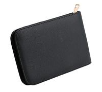 Lot de 12 stylos à plume/stylo à bille en similicuir avec fermeture éclair pour étui à crayons, Noir