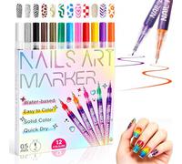 Lot de 12 stylos à vernis à ongles de 0,5 mm à séchage rapide | Marqueur à base d'eau pour femme - Imperméable - Pour nail art, bijoux, maquillage, graffiti