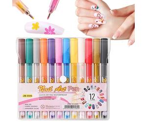 Lot de 12 stylos colorés acryliques - Marqueurs solubles dans l'eau, idéaux pour les dessins d'ongles, décorations créatives, cadeaux pour les amateurs de passions,