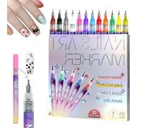Lot de 12 stylos d'art pour ongles 2025, marqueurs 3D pour ongles en gel, Dotting, Liner et acrylique pour le dessin d'ongles