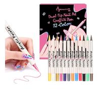 Lot de 12 Stylos de Couleur pour Nail Art - Marqueurs 3D à Embouts Doubles, Stylos de Dessin pour Nail Art, Vernis à Ongles en Stylo, Outils de Manucure Idéaux pour Décoration D'ongles DIY
