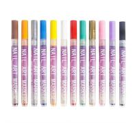 Lot de 12 stylos de couleur pour nail art - Marqueurs de peinture acrylique - Stylos 3D pour nail art - Outils de peinture à séchage rapide pour la maison et le salon
