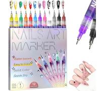 Lot de 12 stylos de couleur pour nail art, pointe fine de 0,5 mm, pour le dessin et la peinture à la maison