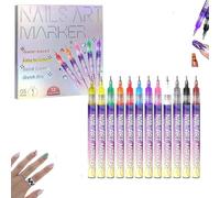 Lot de 12 stylos de couleur pour nail art, stylos à ongles 3D N-ail A-rt, séchage rapide, marqueur pour nail art, graffiti, pointillage, kit d'outils pour débutants