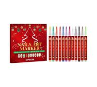 Lot de 12 stylos de couleur pour ongles de Noël - Stylos de peinture pour manucure créative - Outils d'art des ongles