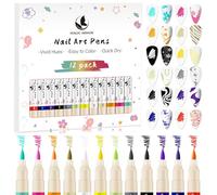 Lot de 12 stylos de nail art couleurs - Marqueurs graffiti et de peinture pour la conception des ongles, outils de manucure, liner et stylo à pointer - Stylos de peinture acrylique à séchage rapide