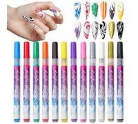 Lot de 12 stylos de peinture à ongles à séchage rapide | Ensemble de fournitures de peinture | Kit de coloriage créatif pour ongles des doigts - Style débutant - Pour, filles et adultes