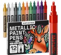 Lot De 12 Stylos De Peinture Métallique Pour Peinture Sur Roche, Pierre, Céramique, Verre, Bois, Tissu, Cailloux, Journaux, Albums Photo, Cartes, Marqueurs De Peinture Acrylique, Pointe[Z324]