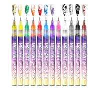 Lot de 12 stylos de polissage pour ongles 3D - Pointe graffito - Pointes à pois - Pour nail art et dessin