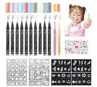 Lot de 12 stylos de tatouage pour enfants, avec 79 pochoirs et autocollants diamant, marqueur de tatouage temporaire doux pour la peau pour adultes et enfants