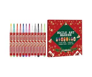 Lot de 12 stylos de vernis à ongles à séchage rapide pour décoration de manucure, graffiti, points, pour la maison, le salon de beauté, les voyages, l'extérieur, l'école, le dortoir