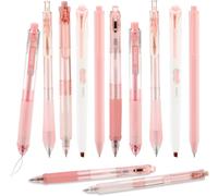 Lot De 12 Stylos Gel,Lot De 10 Stylos À Encre Gel À Séchage Rapide Encre Noire 0.5 Mm + 2 Surligneur Coloré,Stylos Gel Rétractables,Pour Enfants,Étudiants,École,Bureau (Rose)