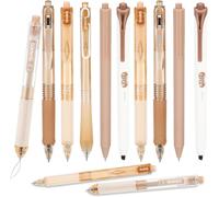 Lot De 12 Stylos Gel,Lot De 10 Stylos À Encre Gel À Séchage Rapide Encre Noire 0.5 Mm + 2 Surligneur Coloré,Stylos Gel Rétractables,Pour Enfants, Étudiants, École, Bureau (Brun)