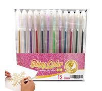 Lot de 12 stylos gel pailletés pour dessiner - crayons de coloriage avec paillettes, pour prendre des notes, faire des cartes, décorer des agendas, des fêtes, un journal artistique