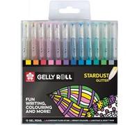 SAKURA Gelly Roll Stardust Paillettes Stylos Encre Gel Set de 12, Couleurs Assorties Paillettées | Stylos pour l'écriture, le dessin, le bullet journaling et le lettering