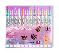 Lot de 12 stylos pour - Marqueur 3D pour peindre les ongles - Séchage rapide - Pour manucure à la maison - Pour femmes, adolescents, débutants