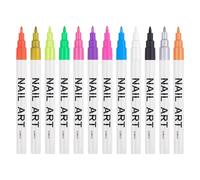 Lot de 12 stylos pour nail art, 2026, lot de stylos à ongles 3D, pour le bricolage, ligne d'art des ongles, graffiti, pour le dessin, le tracé, les graffitis (C)