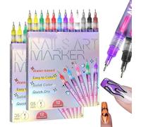 Lot de 12 stylos pour nail art, marqueur pour nail art, stylo de polissage pour nail art 3D, dessin, peinture, liner, pour bricolage Nail Art Beauty Adorn Outils de manucure