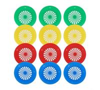 Lot de 12 supports d'assiettes en carton réutilisables pour barbecue et camping - Pinces à vaisselle en plastique robuste pour fêtes en plein air, rouge, bleu, vert, jaune, compatible avec les