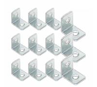 Lot de 12 supports d'étagère d'angle en forme de L en acier à angle droit, 15 x 20 x 20 mm, supports muraux robustes pour étagères flottantes, supports en fer antirouille argenté