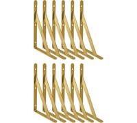 Lot de 12 supports d'étagère triangulaires dorés à angle droit pour étagère murale 25,4 cm
