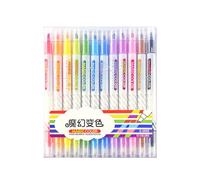 Lot de 12 surligneurs magiques à double pointe avec encre à séchage rapide pour la prise de notes, les journaux, les études - Couleurs fluorescentes vives pour les étudiants, le bureau et les projets