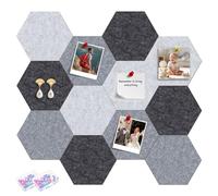 Lot de 12 tableau d'affichage hexagonal en feutre autocollant avec 50 punaises, pour chambre d'enfant, bureau, notes adhésives, photos, calendriers