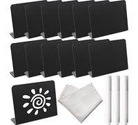 Lot de 12 tableaux noirs à écrire - Pour buffet de restauration - Petit tableau de prix - En plastique - Comme marque-place - Pour mariage - 12 x 8,5 cm