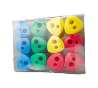 Lot de 12 taille-crayons à double trou pour crayons à dessin en bois de 8 mm à 11 mm - Charbon souple et dur - Fournitures scolaires et de bureau - Taille-crayon à deux trous en acier inoxydable