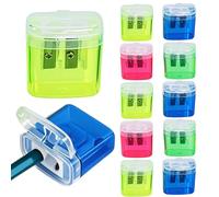 Lot de 12 taille-crayons manuels portables à deux trous pour salle de classe, avec boîte de rangement, pour l'école, l'art, le bureau