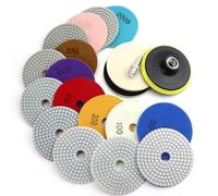 Lot de 12 tampons de polissage diamant de 10.2 cm avec support de 1.5 cm - 11 pour pierre de granit humide/sèche, pour perceuse, meuleuse, polisseuse, pierre, comptoir à quartz