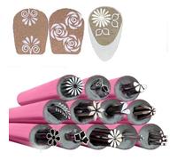 Lot de 12 tampons pour nail art, stylos de tampon, stylo de tampon pour nail art, motif fleur, outils de pointillage, outil de nail art avec différents motifs, outils de nail art