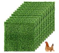 Lot de 12 tapis de gazon artificiel pour nichoir de poulet, litière en fausse herbe lavable pour poulaillers, 30,5 x 30,5 cm