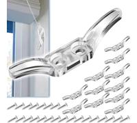 Lot de 12 taquets de câble transparents avec vis pour fixation de cordon aveugle sur systèmes de store enrouleur avec cheminement de cordon avant ou arrière (double trou)