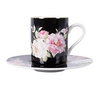 Lot de 12 tasses à expresso avec symbole floral - Cadeau idéal - 6 tasses et 6 soucoupes - Passe au lave-vaisselle