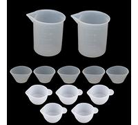 Lot de 12 tasses à mesurer en silicone et résine de 100 ml, 20 ml, 10 ml pour moules en résine UV, kit d'outils de fabrication de bijoux, kit de moules UV avec lumière