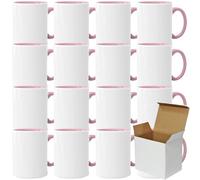 Lot de 12 tasses de sublimation sans impression de qualité AAA | Individuelles ou en lot | Tasse photo pour impression par sublimation thermique | Tasses vides pour presse à chaleur - Rose