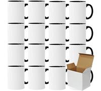 Lot de 12 tasses de sublimation sans impression de qualité AAA | Individuelles ou en lot | Tasse photo pour impression par sublimation thermique | Tasses vides pour presse à chaleur (Lot de 12, noir)