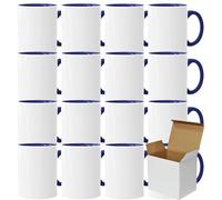 Lot de 12 tasses de sublimation sans impression de qualité AAA | Individuelles ou en lot | Tasse photo pour impression par sublimation thermique | Tasses vides pour presse à chaleur - Bleu