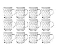 Lot de 12 tasses en verre effet diamants - Transparents |Contenance 24,6 cl | Entièrement en verre