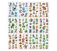 Lot de 12 tatouages dinosaures pailletés pour enfants, fournitures de fête d'anniversaire, faux autocollants pour garçons et filles