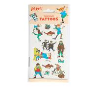 Lot de 12 tatouages « PIPPI 2 » pour anniversaire d'enfant et fête | 1 planche de 12 tatouages | Petit cadeau de bricolage, déguisement, autocollants pour anniversaire d'enfant Astrid Lindgren